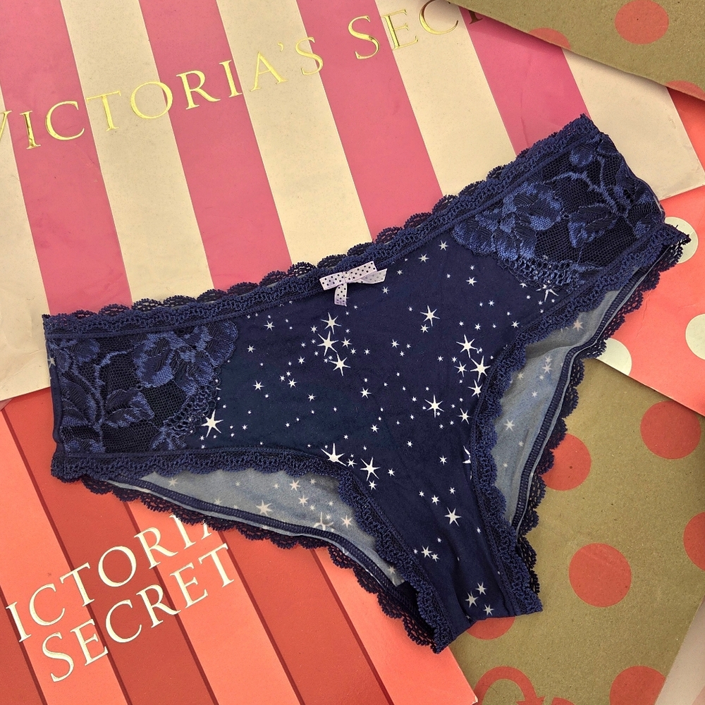 Victoria's Secret Dream Angels Hiphugger Lace Panty Blue NWT Nylon Galaxy Stars - Picture 7 of 11